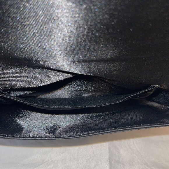 Unbranded Satin Black Evening Bag with a Rhinestone Buckle - Picture 9 of 11